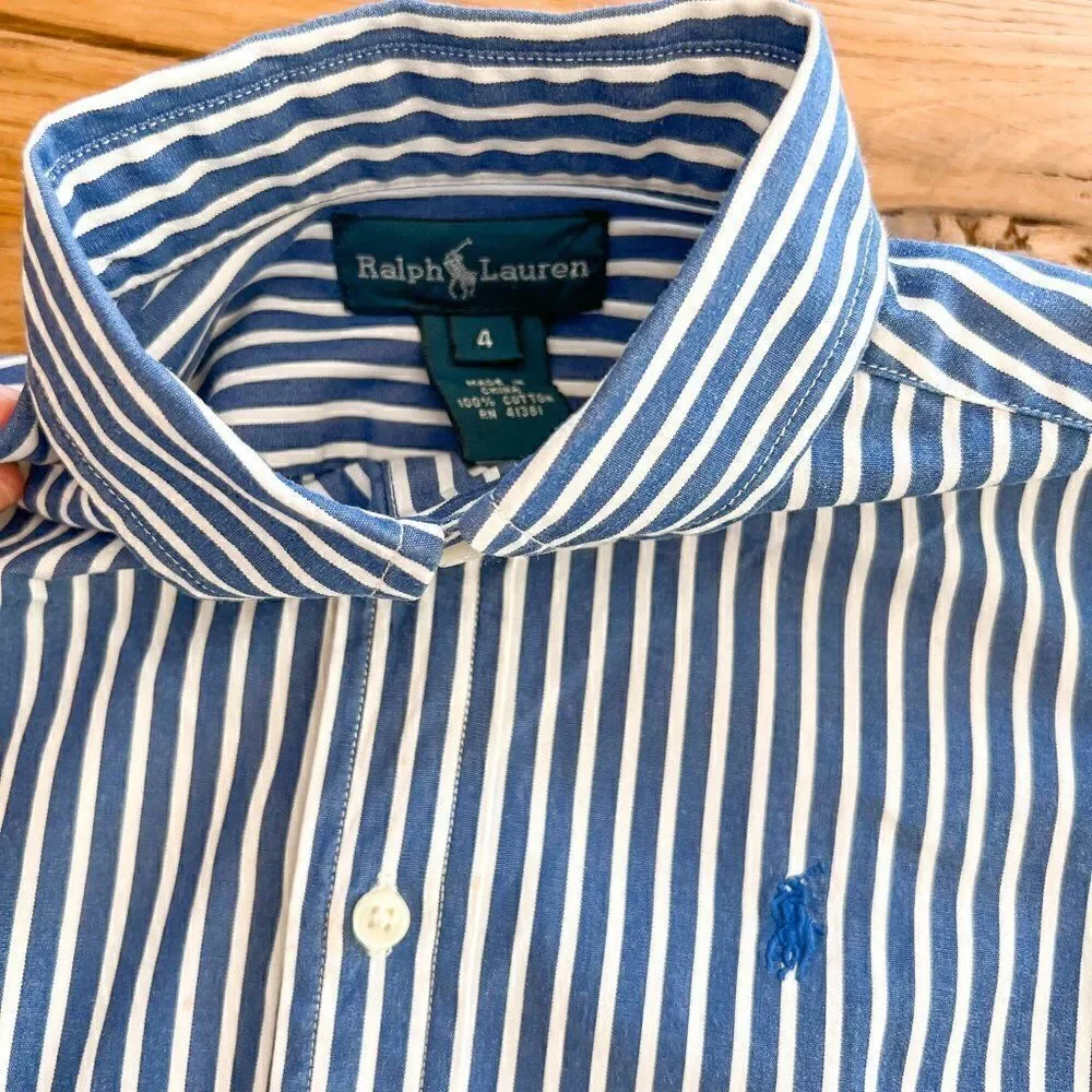 Ralph Lauren Boys Striped Button Down, Size 4